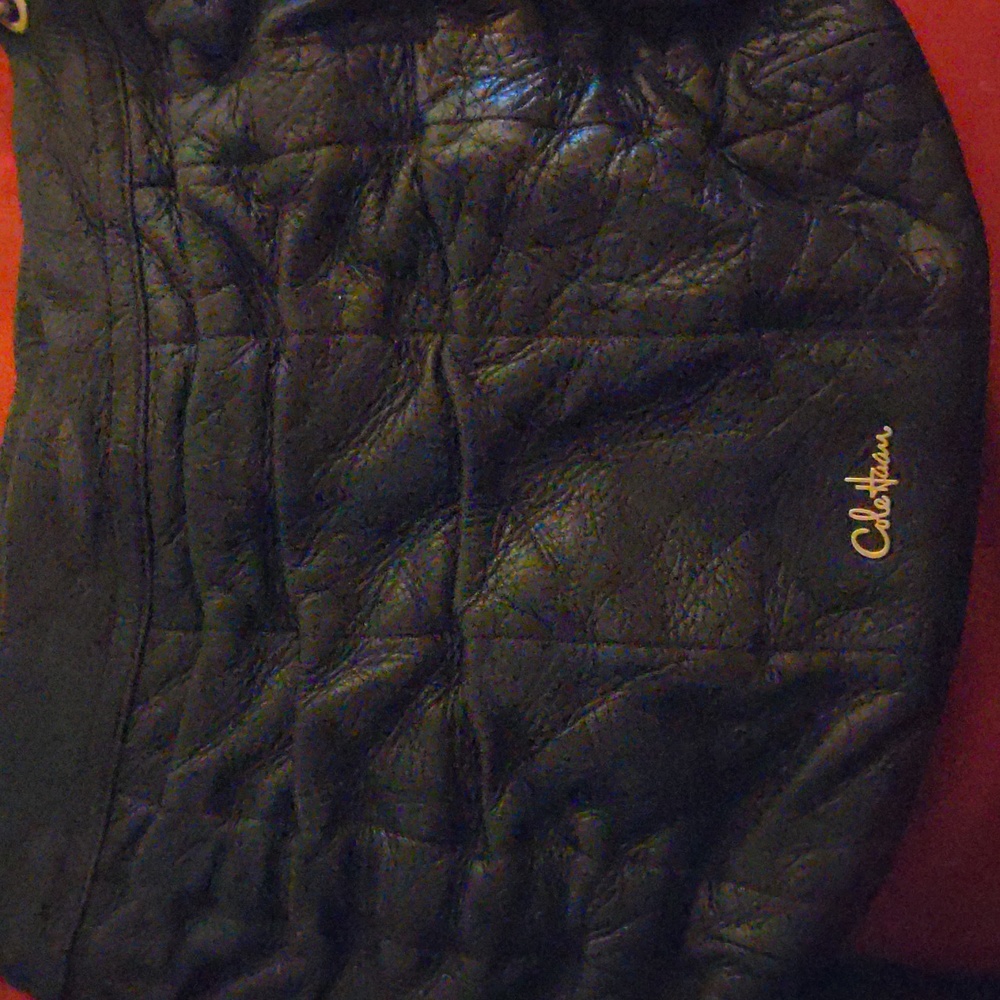 Black leather full zip Cole Haan purse